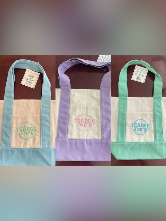 Trader Joe'S Handbags - Trader Joes Mini Pastel Canvas Tote Bag 3 Pieces- All new